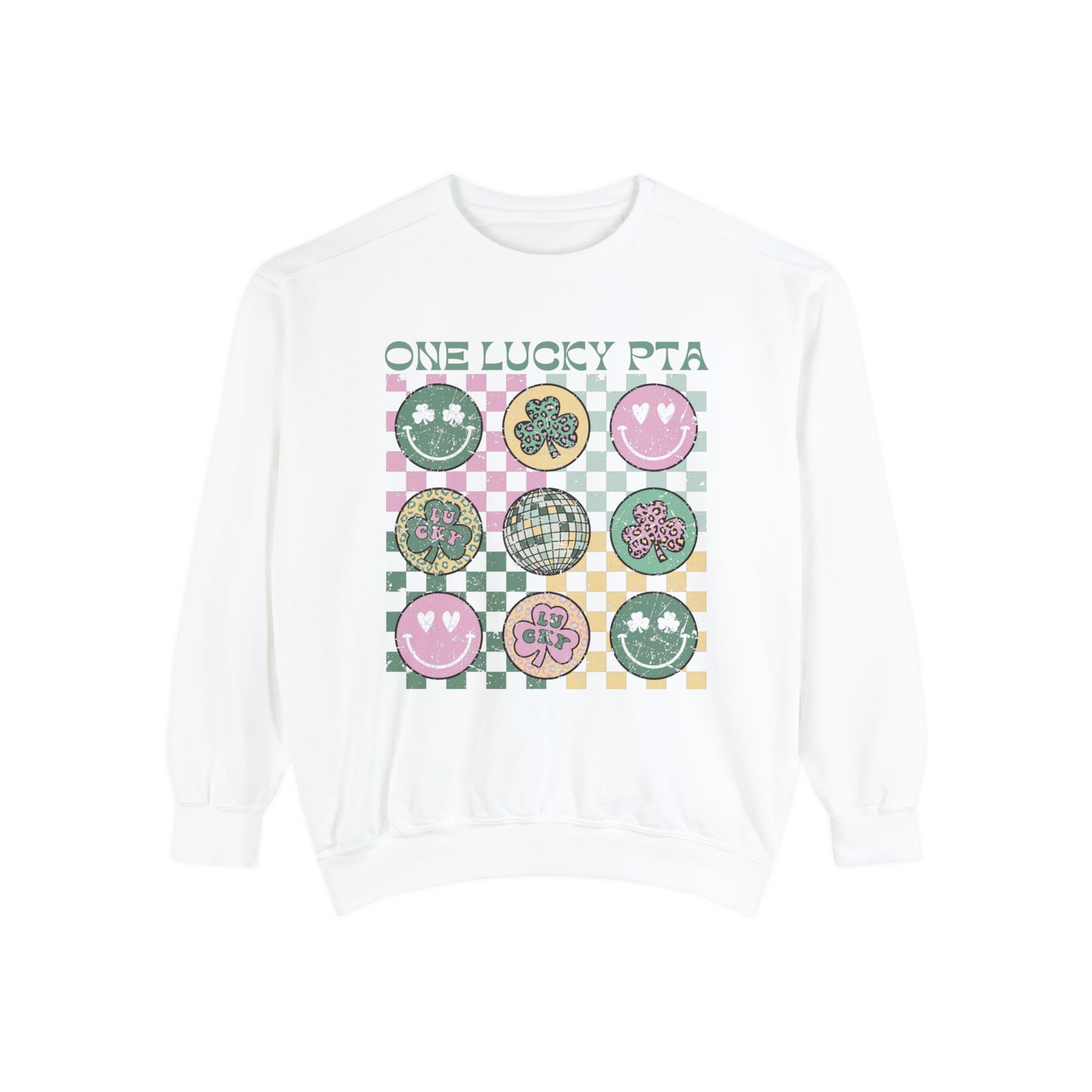One Lucky PTA Distressed Comfort Colors Sweatshirt