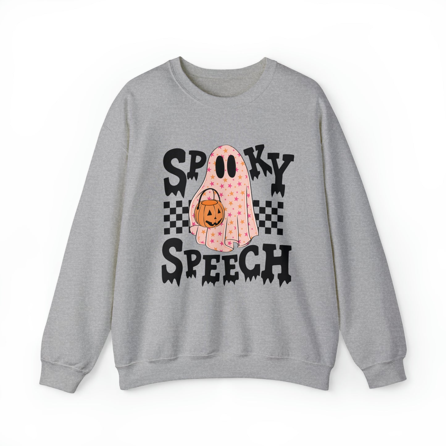 Spooky Speech Checkerboard Crewneck Sweatshirt