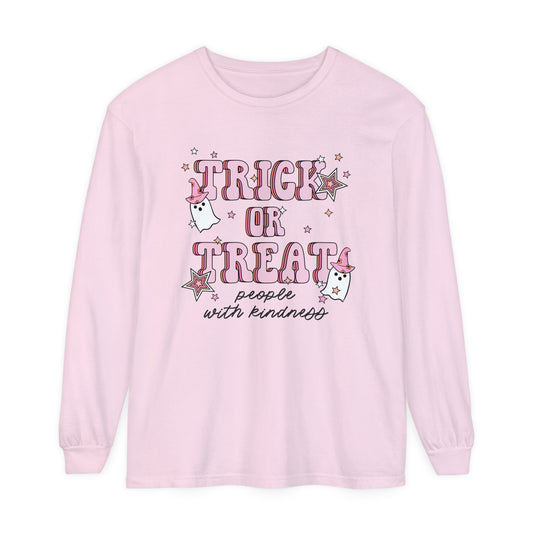 Trick or Treat People With Kindness Long Sleeve Comfort Colors T-Shirt