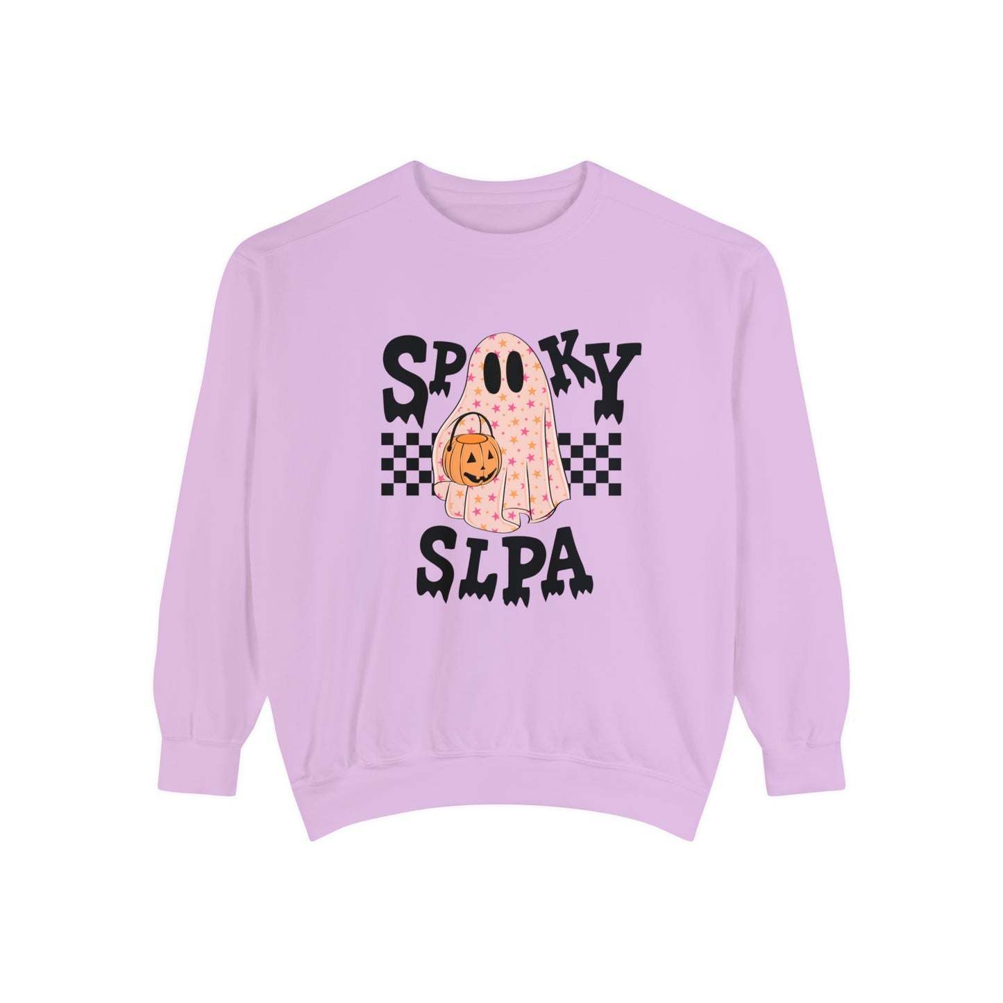 Spooky SLPA Checkerboard Comfort Colors Sweatshirt