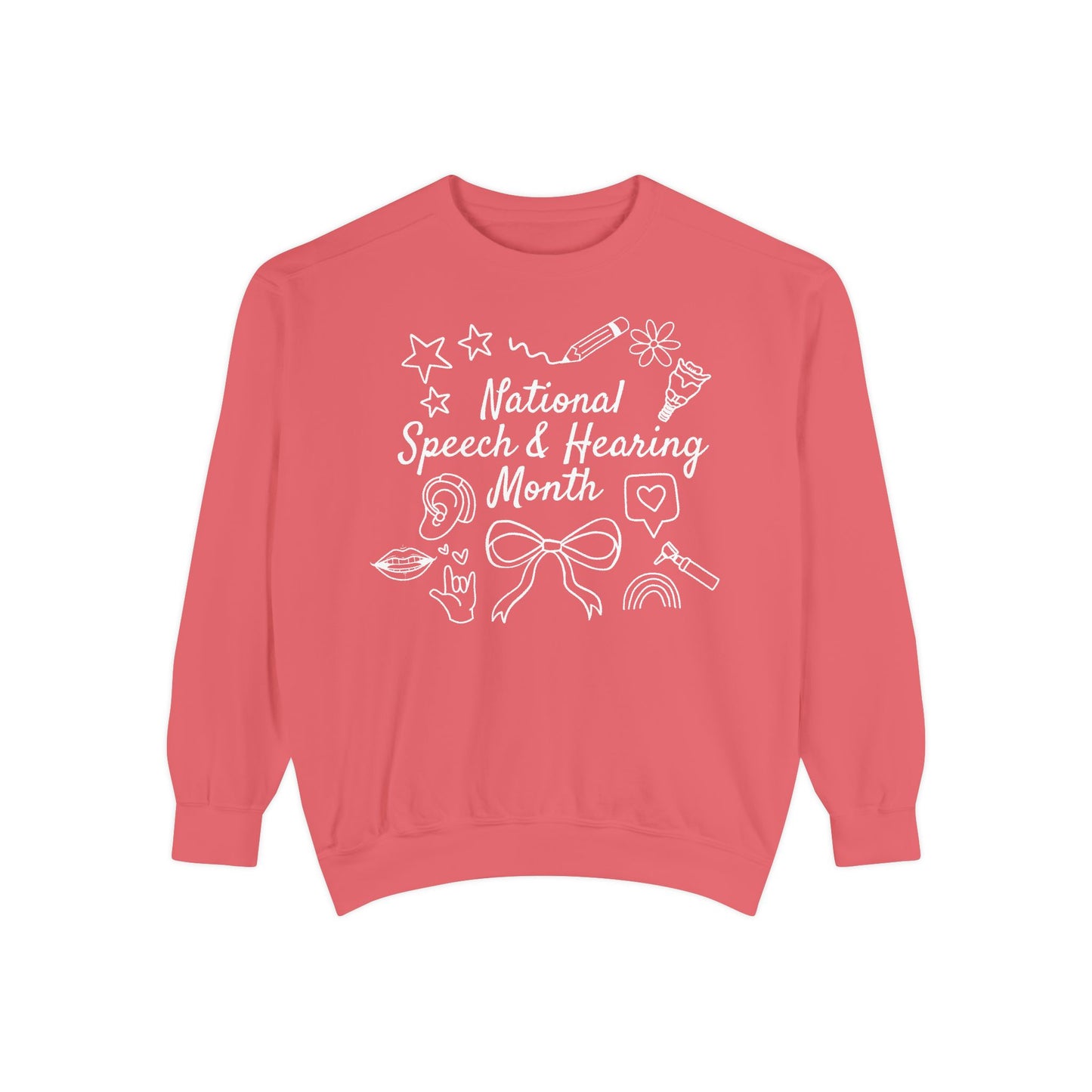 National Speech & Hearing Month Doodles Comfort Colors Sweatshirt