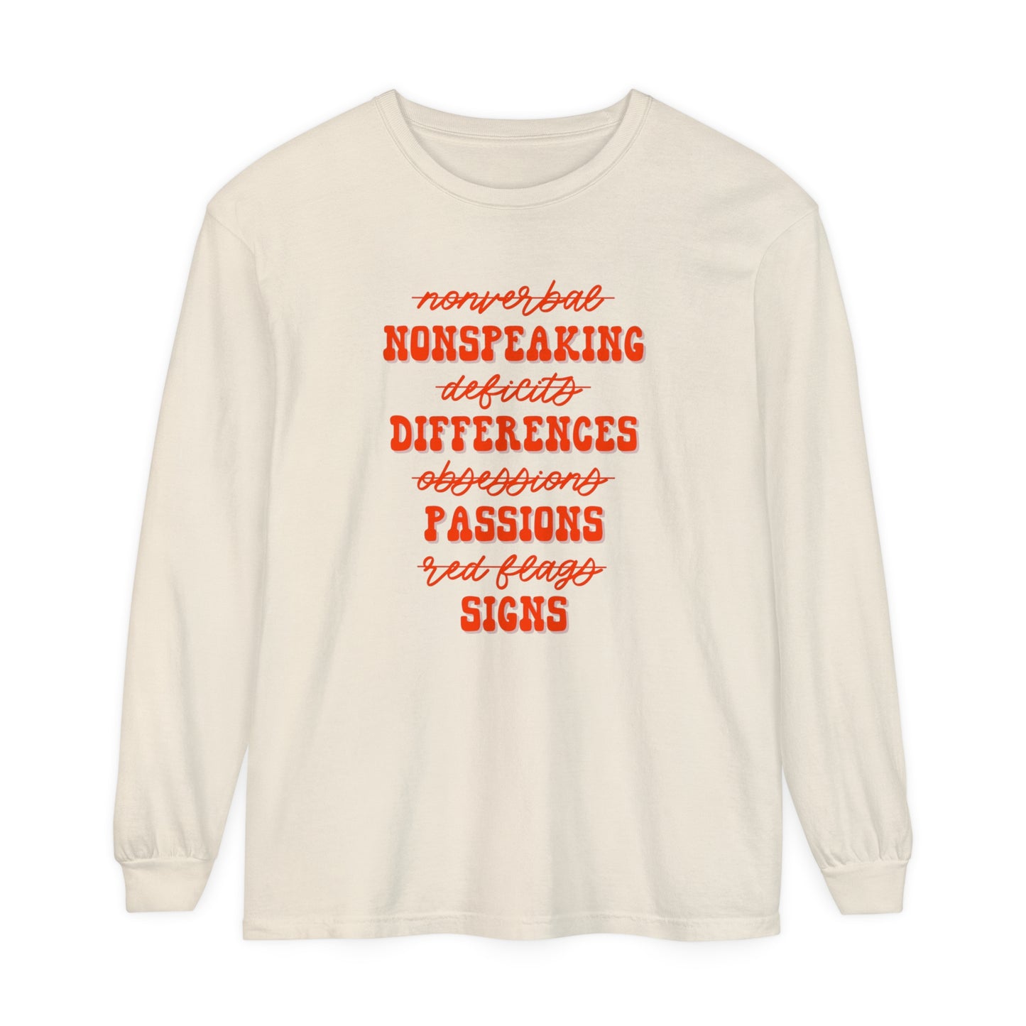 Neurodiversity Terms Long Sleeve Comfort Colors T-Shirt