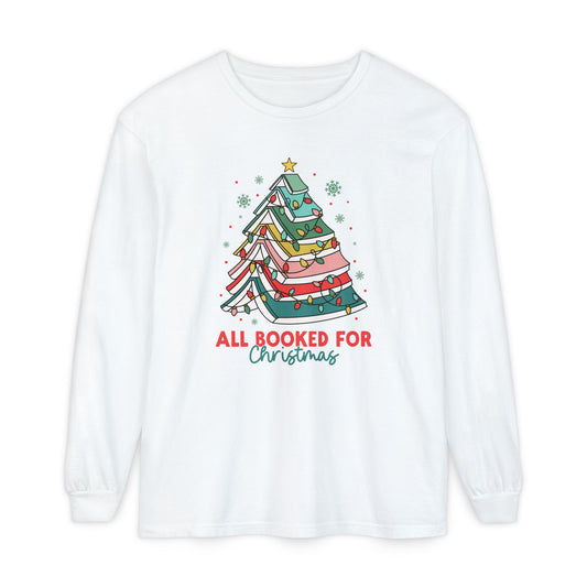 All Booked for Christmas Long Sleeve Comfort Colors T-Shirt