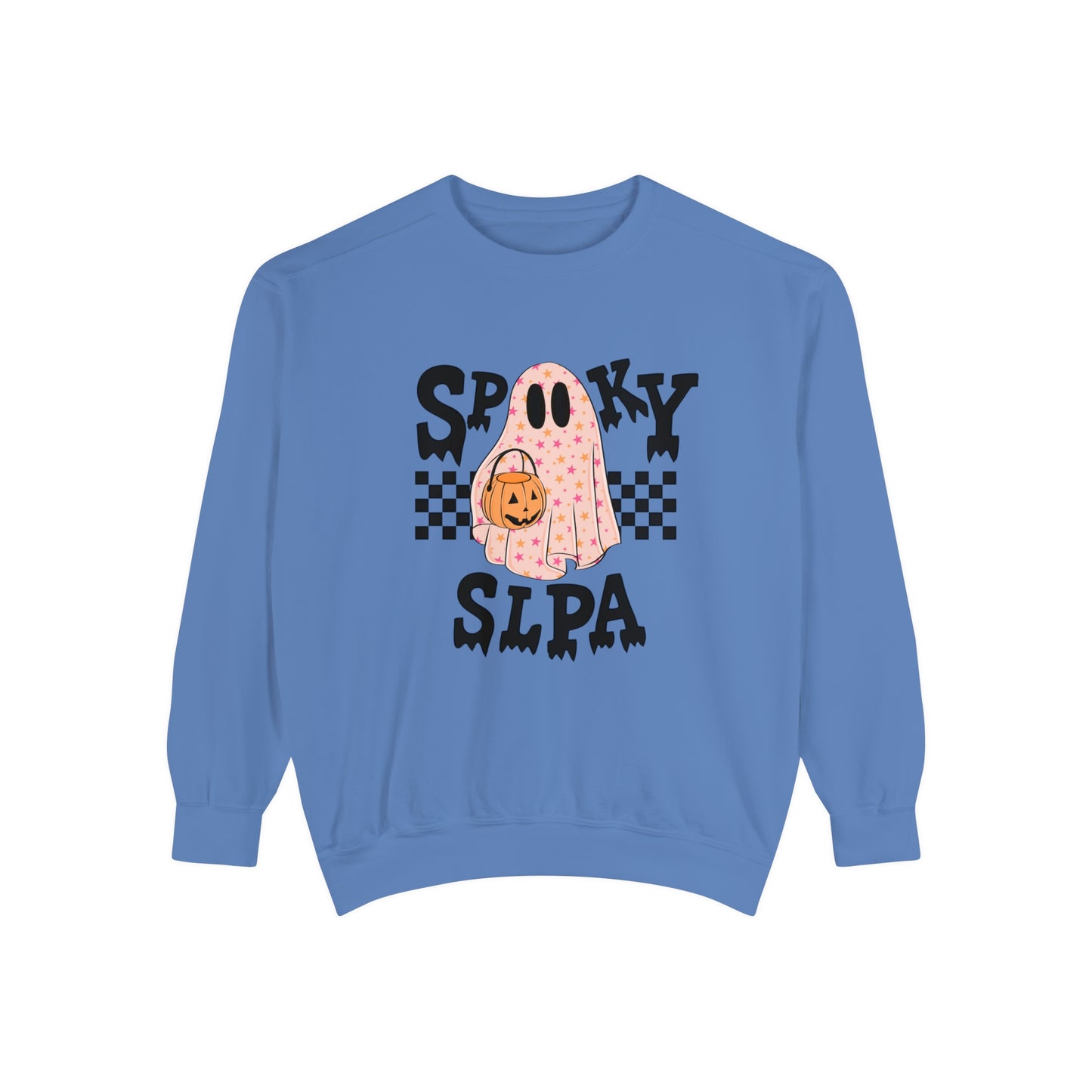 Spooky SLPA Checkerboard Comfort Colors Sweatshirt