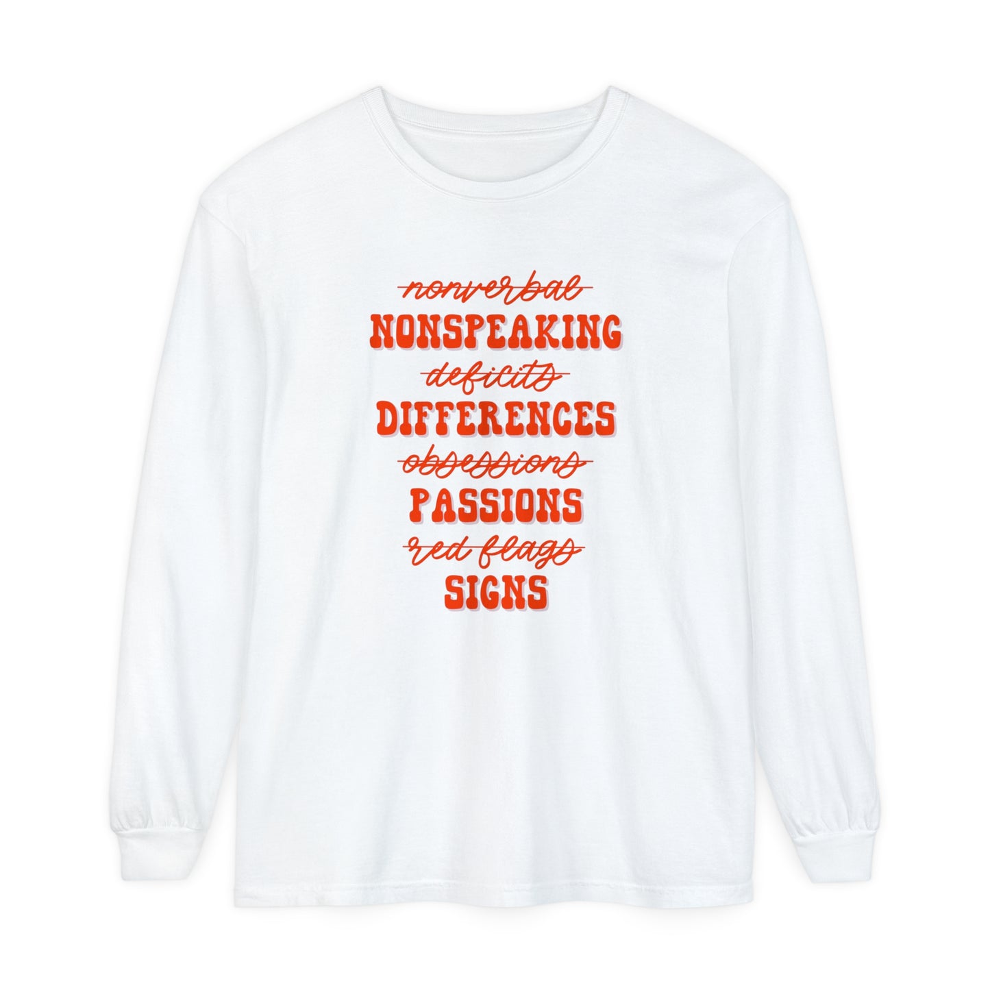 Neurodiversity Terms Long Sleeve Comfort Colors T-Shirt