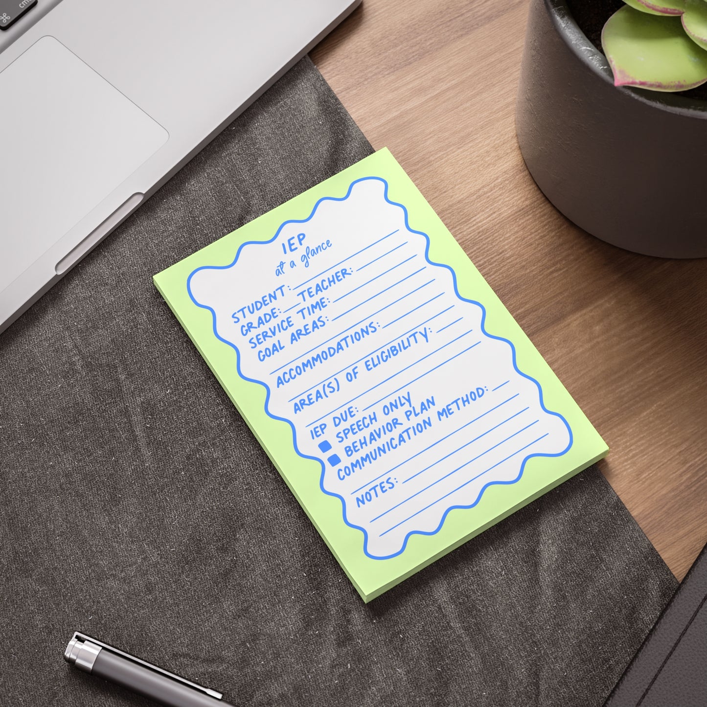 IEP At A Glance Post-it® Note Pad | Blue & Green