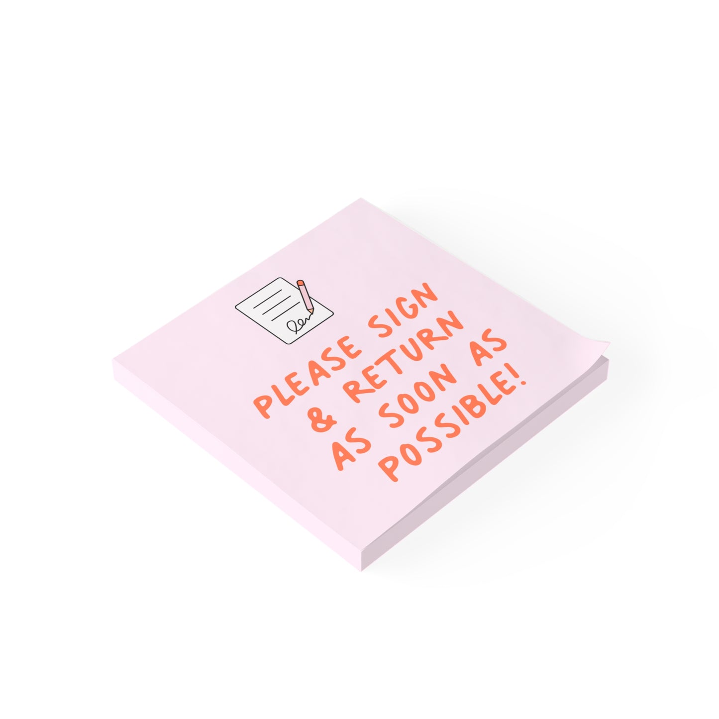 Please Sign & Return Post-it® Note Pad | Pink & Coral