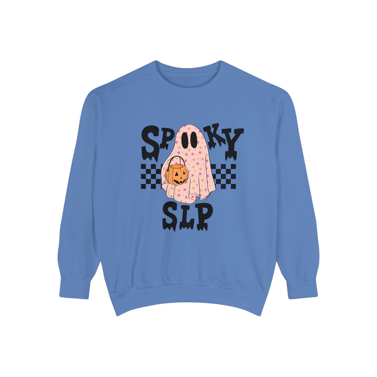 Spooky SLP Checkerboard Comfort Colors Sweatshirt