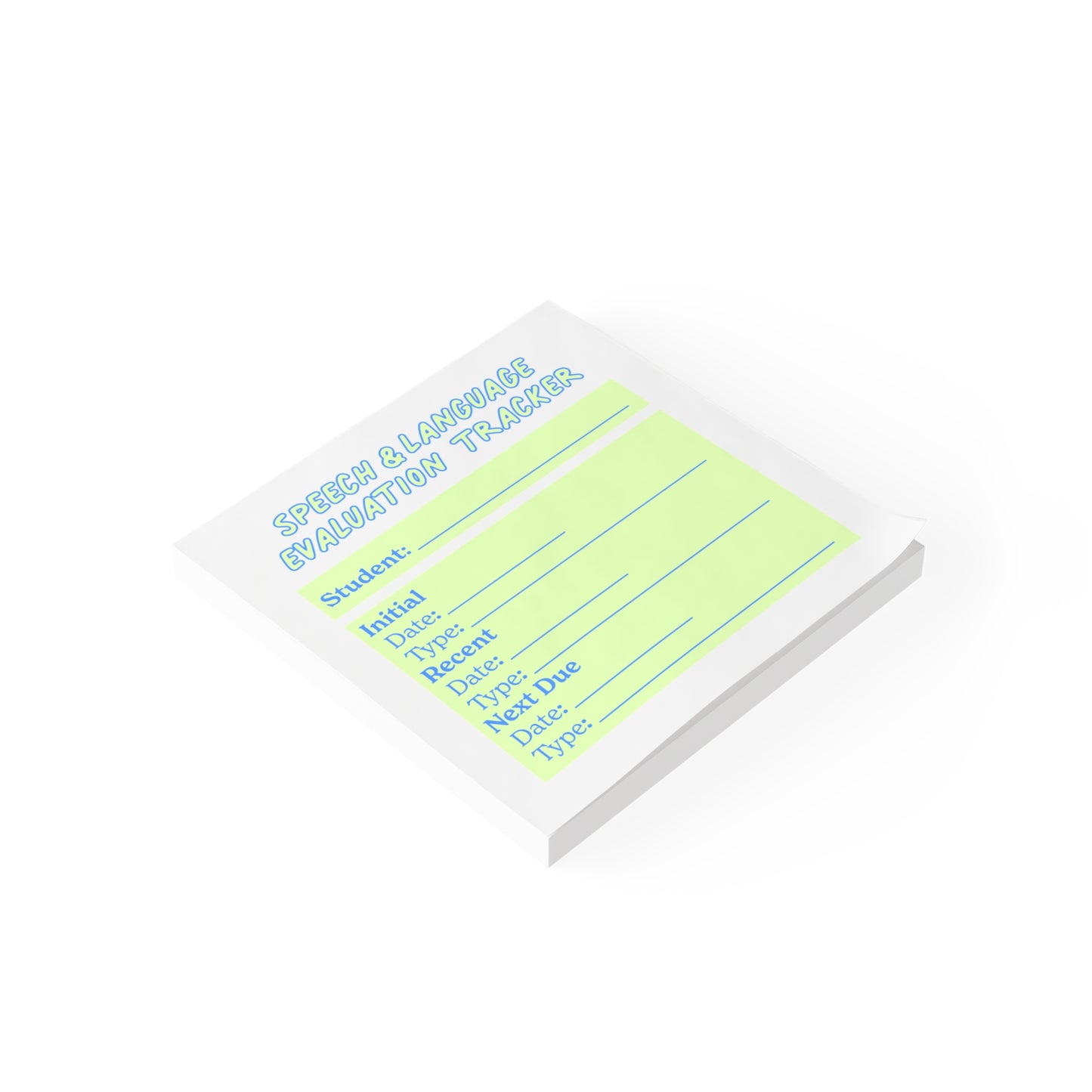 Speech/Language Evaluation Tracker Post-it® | Green & Blue