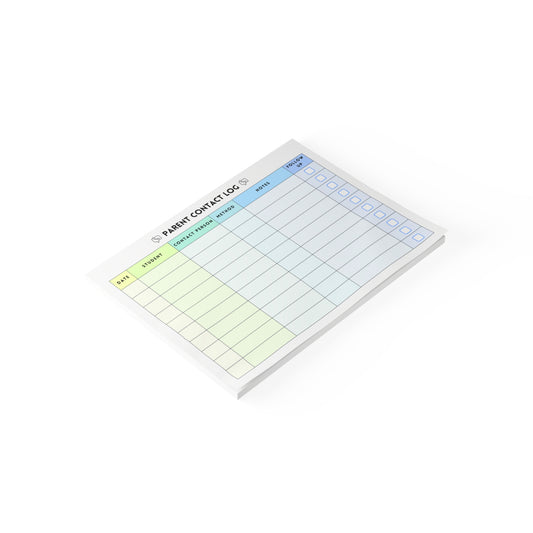 Parent Contact Log Post-it® Note Pad | Green & Blue