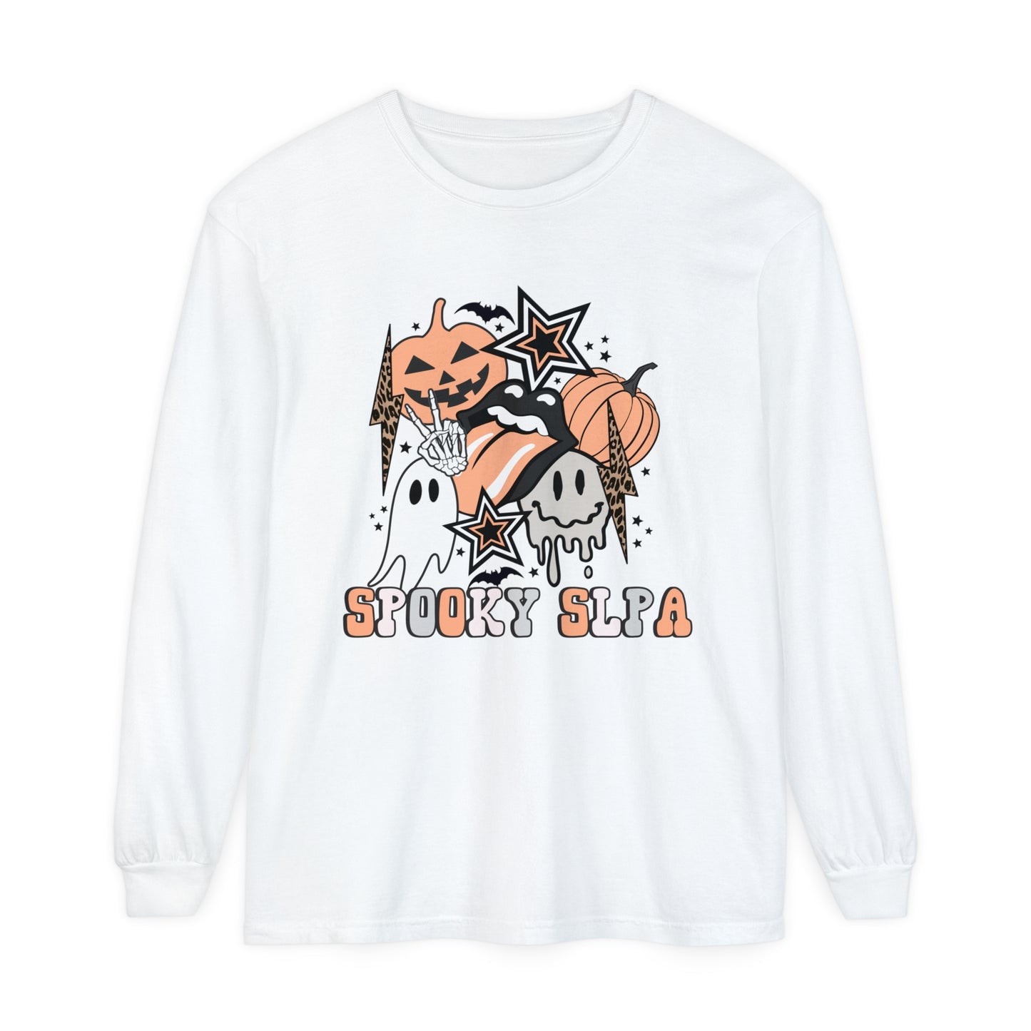 Spooky SLPA Retro Halloween Long Sleeve Comfort Colors T-Shirt