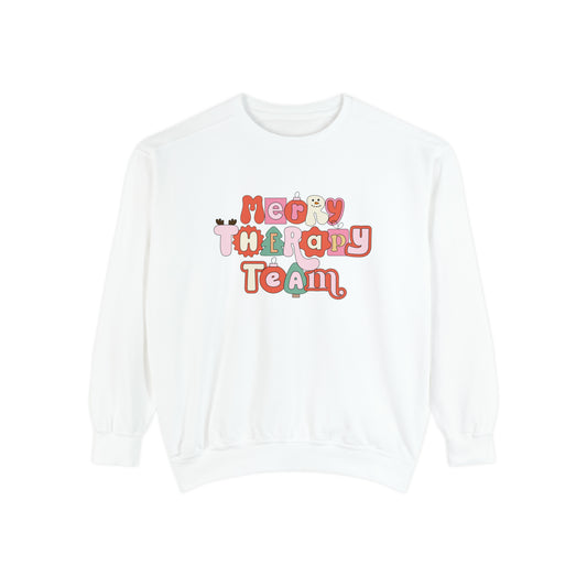 Merry Therapy Team Retro Holiday Comfort Colors Sweatshirt