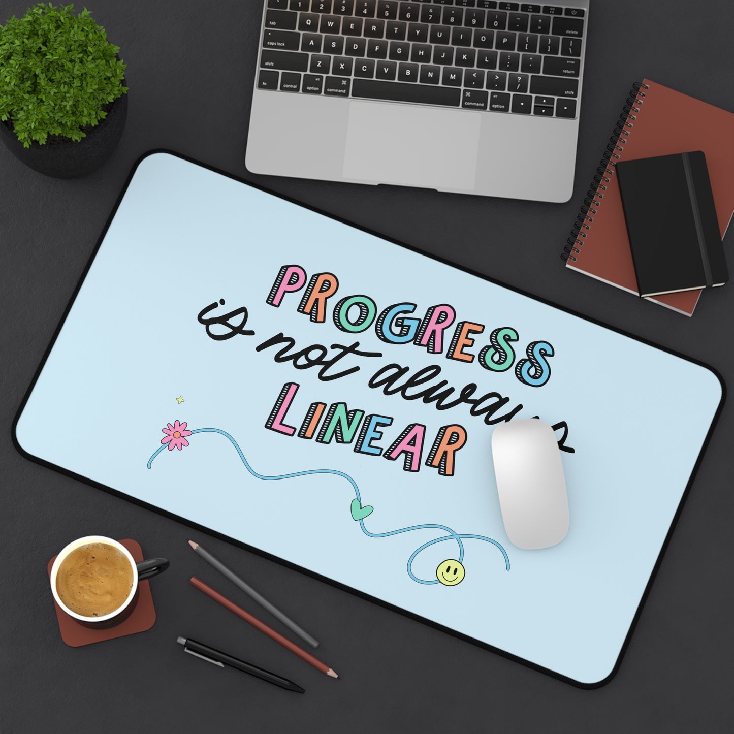 Progress Is Not Always Linear Desk Mat