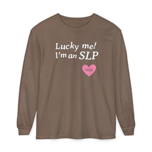 Lucky Me I'm an SLP Long Sleeve Comfort Colors T-Shirt