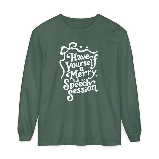 Merry Little Speech Session Long Sleeve Comfort Colors T-Shirt