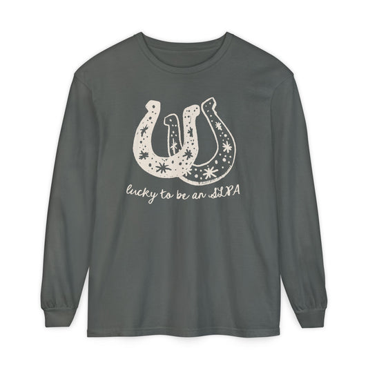 Lucky SLPA Horseshoe Long Sleeve Comfort Colors T-Shirt