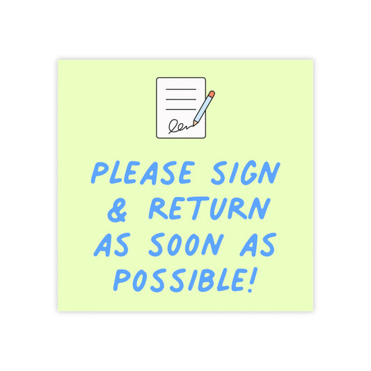 Please Sign & Return Post-it® Note Pad | Green & Blue