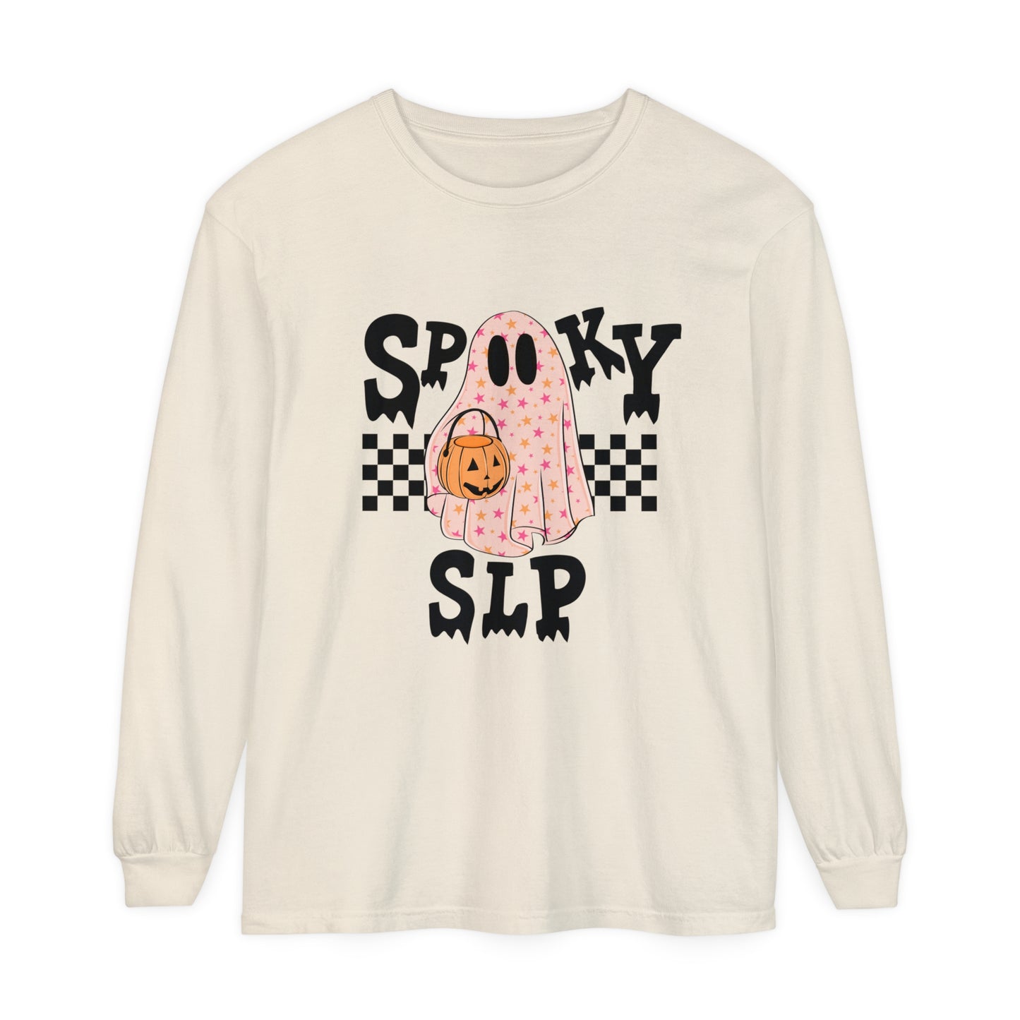 Spooky SLP Checkerboard Long Sleeve Comfort Colors T-Shirt