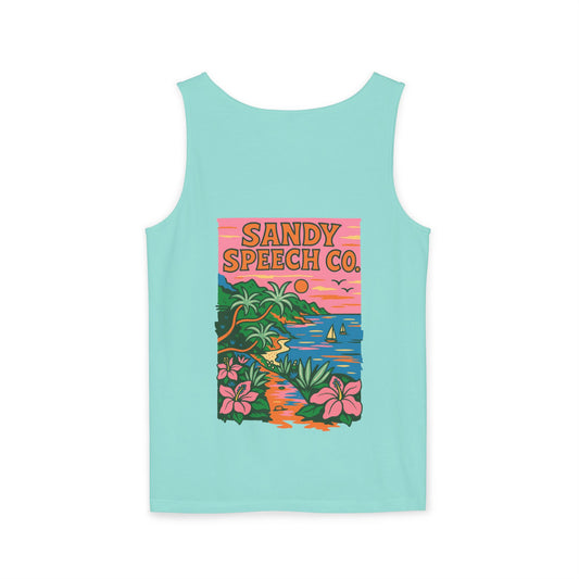 Sandy Speech Co. Comfort Colors Tank Top | Front and Back Print