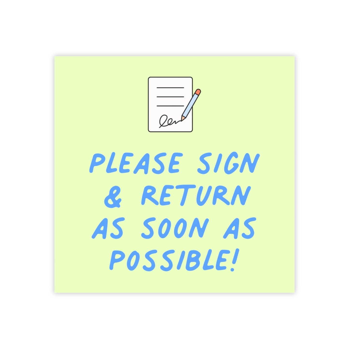 Please Sign & Return Post-it® Note Pad | Green & Blue