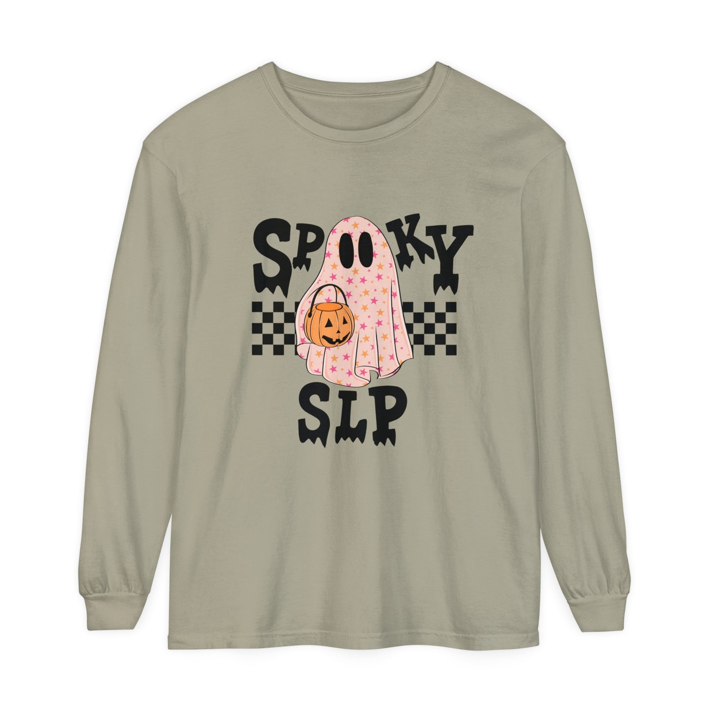 Spooky SLP Checkerboard Long Sleeve Comfort Colors T-Shirt