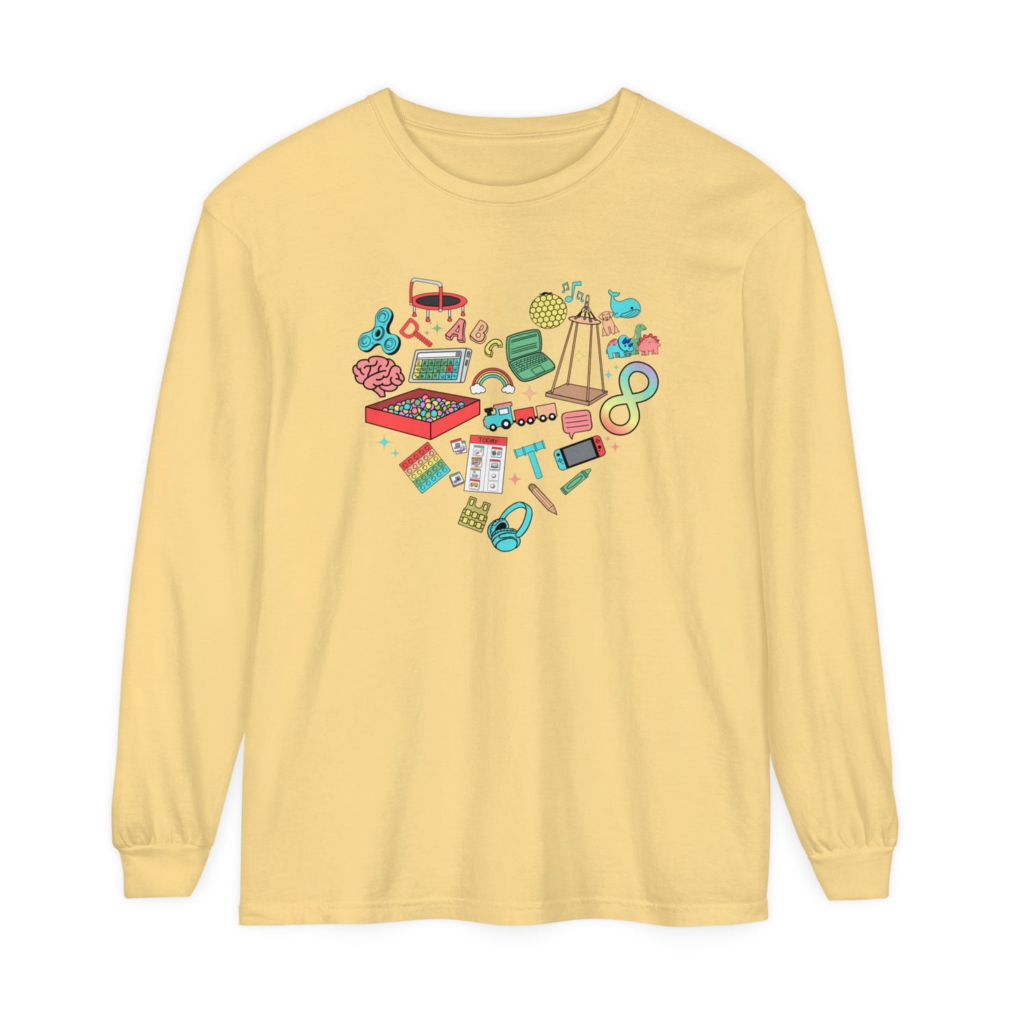 Autism Heart Long Sleeve Comfort Colors T-shirt