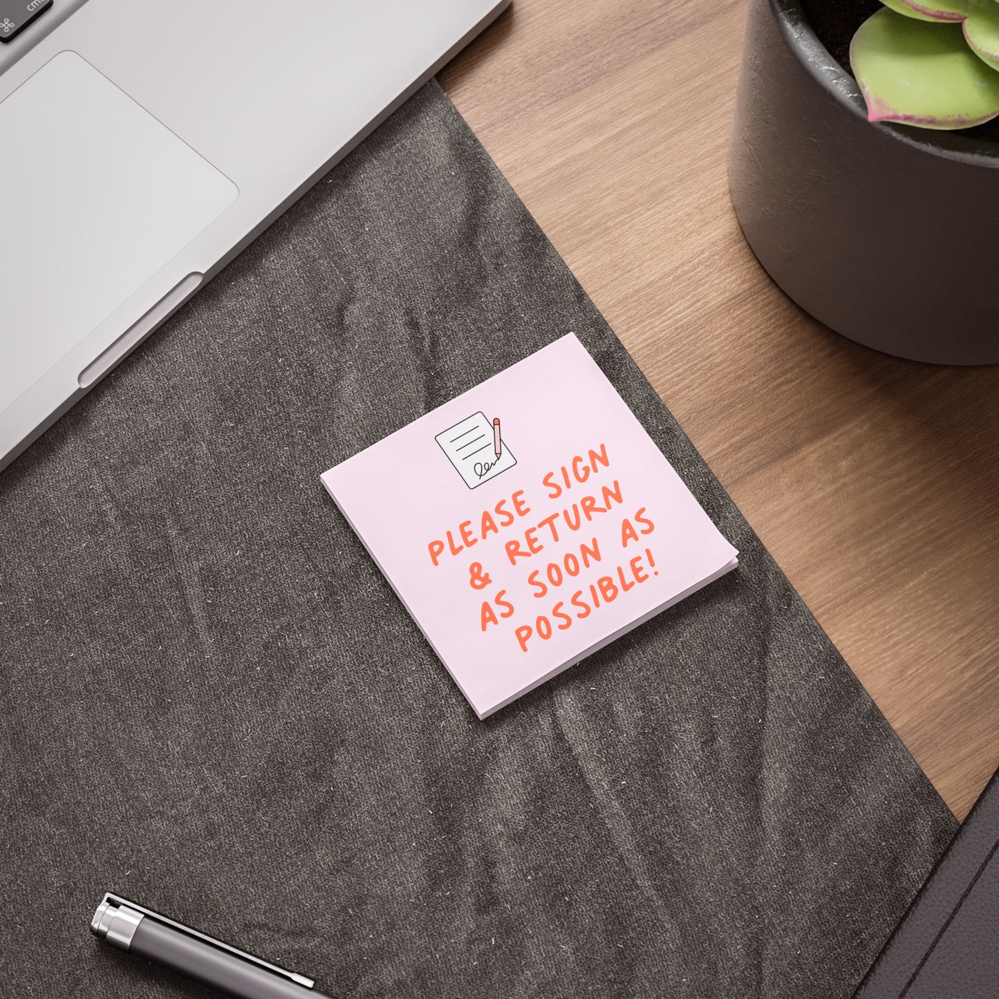 Please Sign & Return Post-it® Note Pad | Pink & Coral