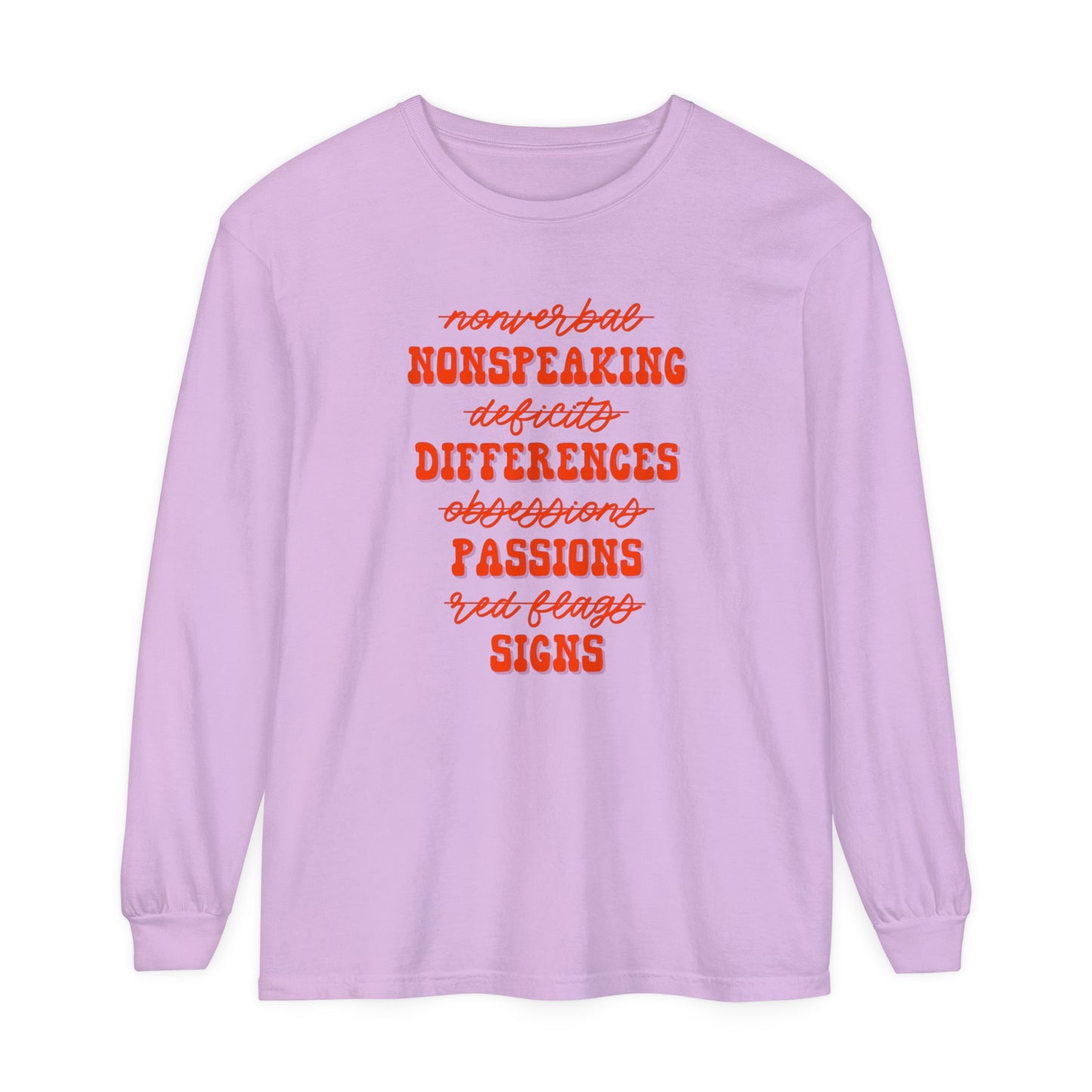 Neurodiversity Terms Long Sleeve Comfort Colors T-Shirt