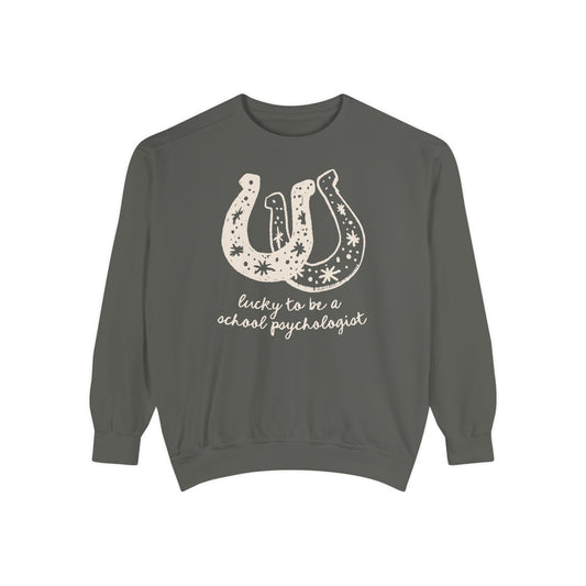 Lucky School Psychologist Horseshoe Comfort Colors Sweatshirt