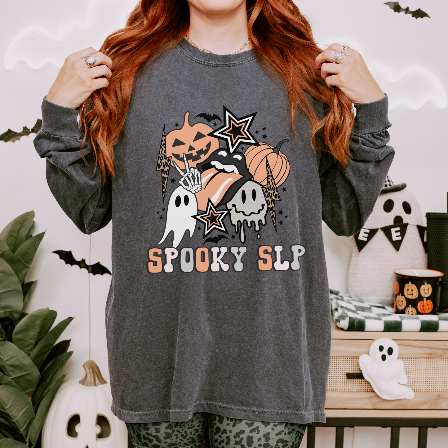 Spooky SLP Retro Halloween Long Sleeve Comfort Colors T-Shirt
