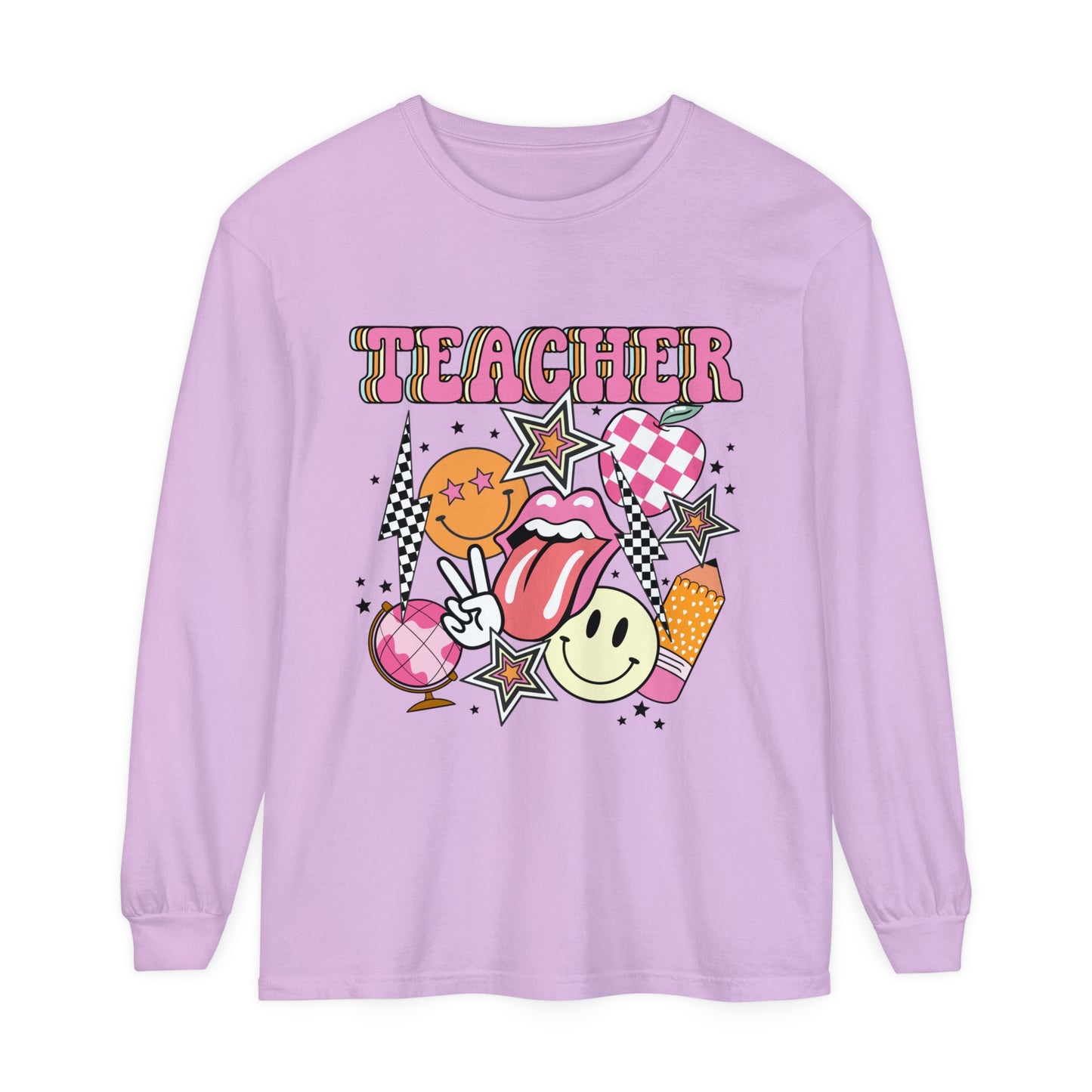 Retro Teacher Long Sleeve Comfort Colors T-shirt