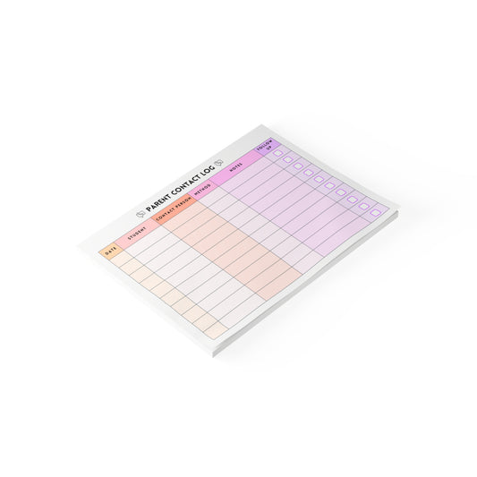 Parent Contact Log Post-it® Note Pad | Pink & Coral