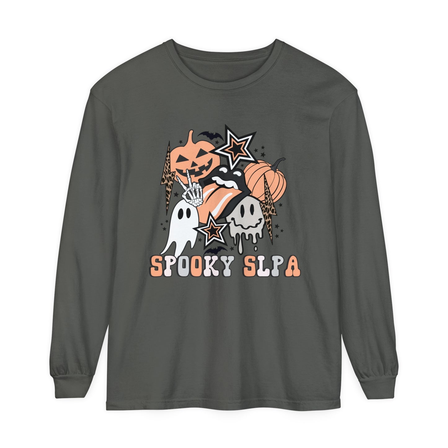 Spooky SLPA Retro Halloween Long Sleeve Comfort Colors T-Shirt