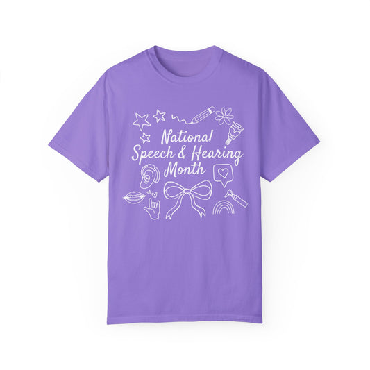National Speech & Hearing Month Doodles Comfort Colors T-Shirt
