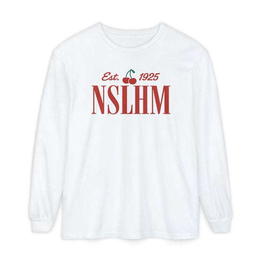 NSLHM Cherries Long Sleeve Comfort Colors T-Shirt | Front and Back Print