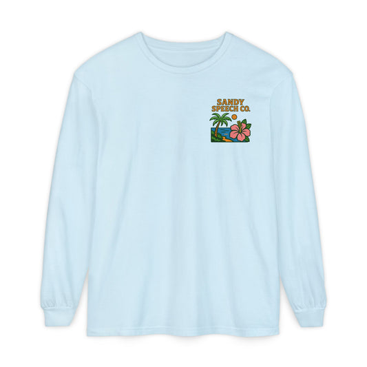 Sandy Speech Co. Long Sleeve Comfort Colors T-Shirt | Front and Back Print