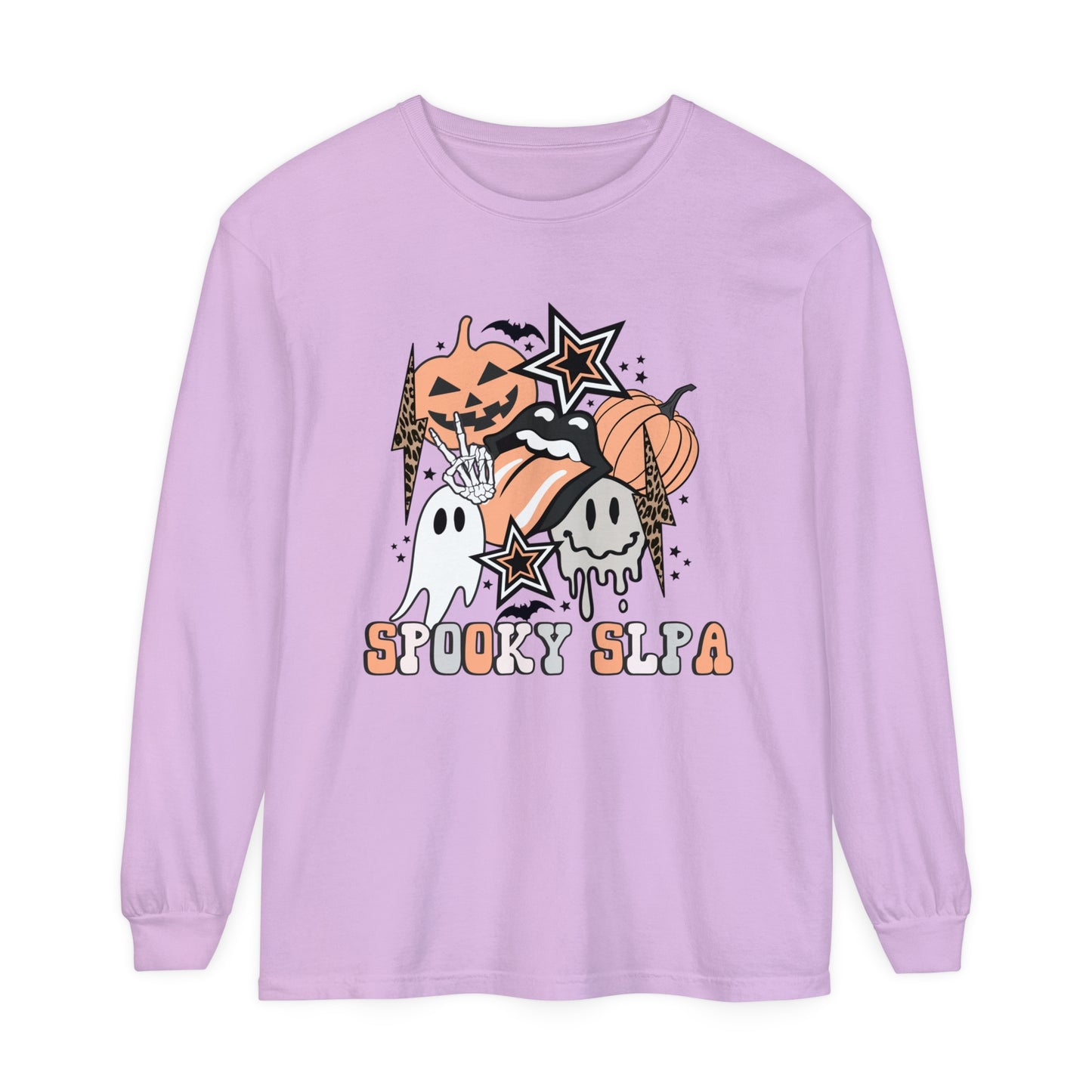 Spooky SLPA Retro Halloween Long Sleeve Comfort Colors T-Shirt