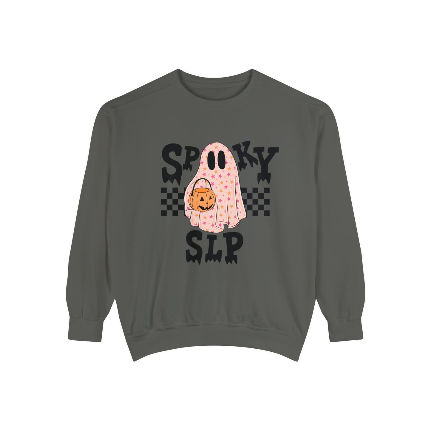 Spooky SLP Checkerboard Comfort Colors Sweatshirt