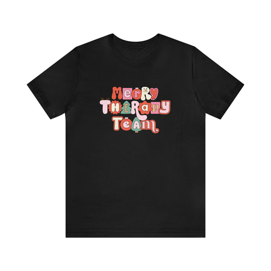 Merry Therapy Team Retro Holiday Speech Jersey T-Shirt