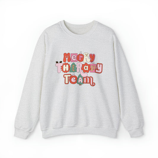 Merry Therapy Team Retro Holiday Crewneck Sweatshirt