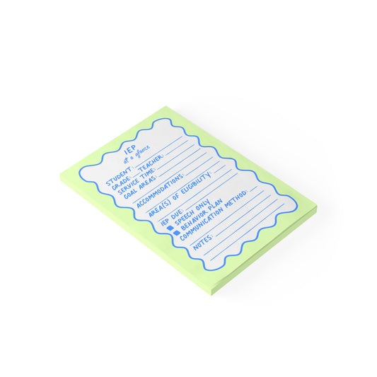 IEP At A Glance Post-it® Note Pad | Blue & Green