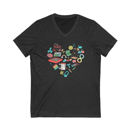 Autism Heart Jersey V-Neck T-Shirt