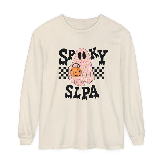 Spooky SLPA Checkerboard Long Sleeve Comfort Colors T-Shirt
