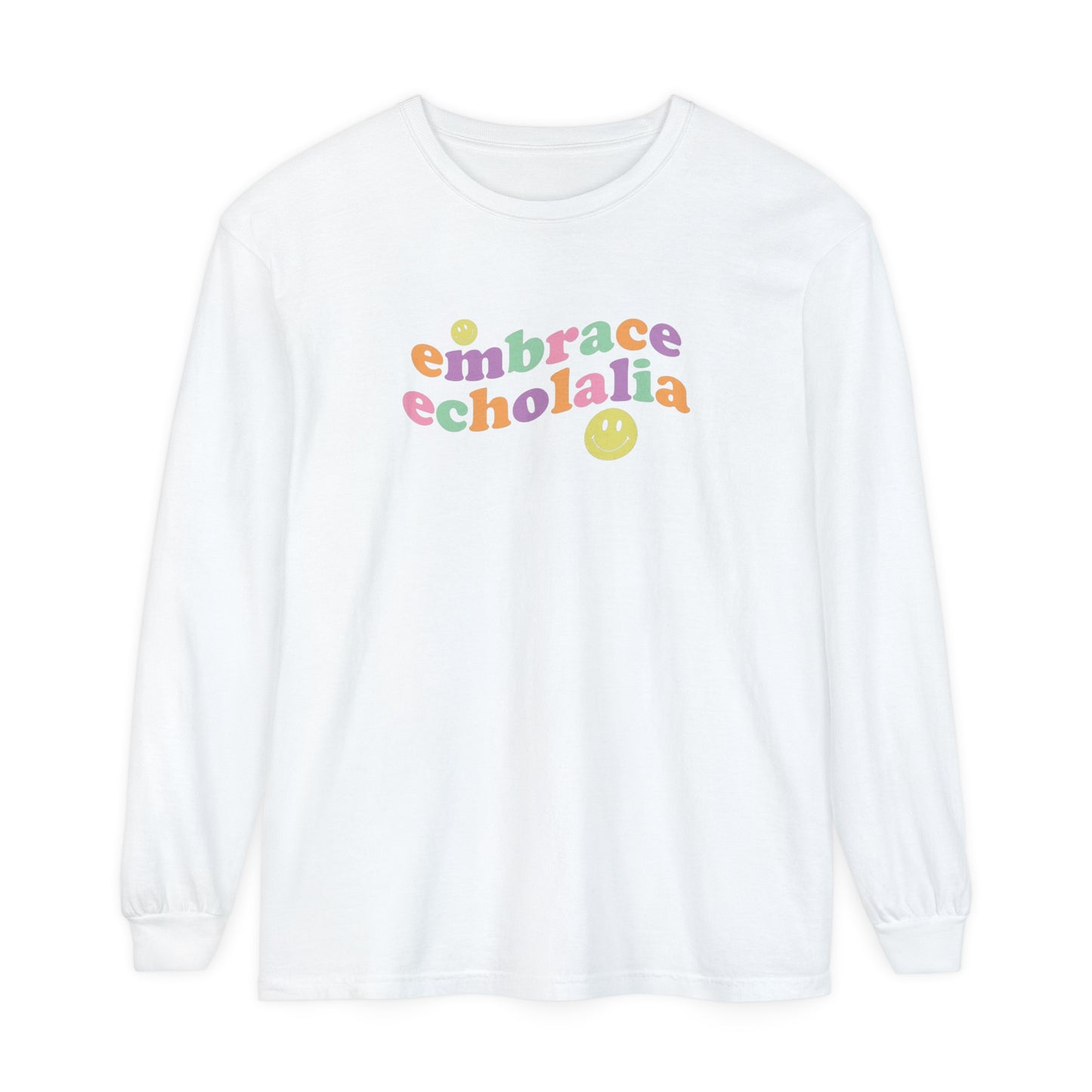 Embrace Echolalia Wavy Long Sleeve Comfort Colors T-Shirt