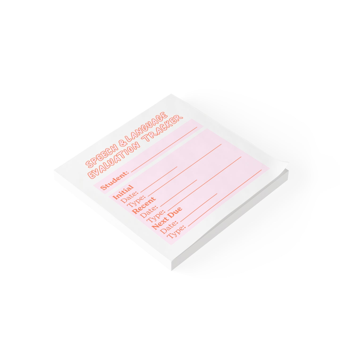 Speech/Language Evaluation Tracker Post-it® | Pink & Coral