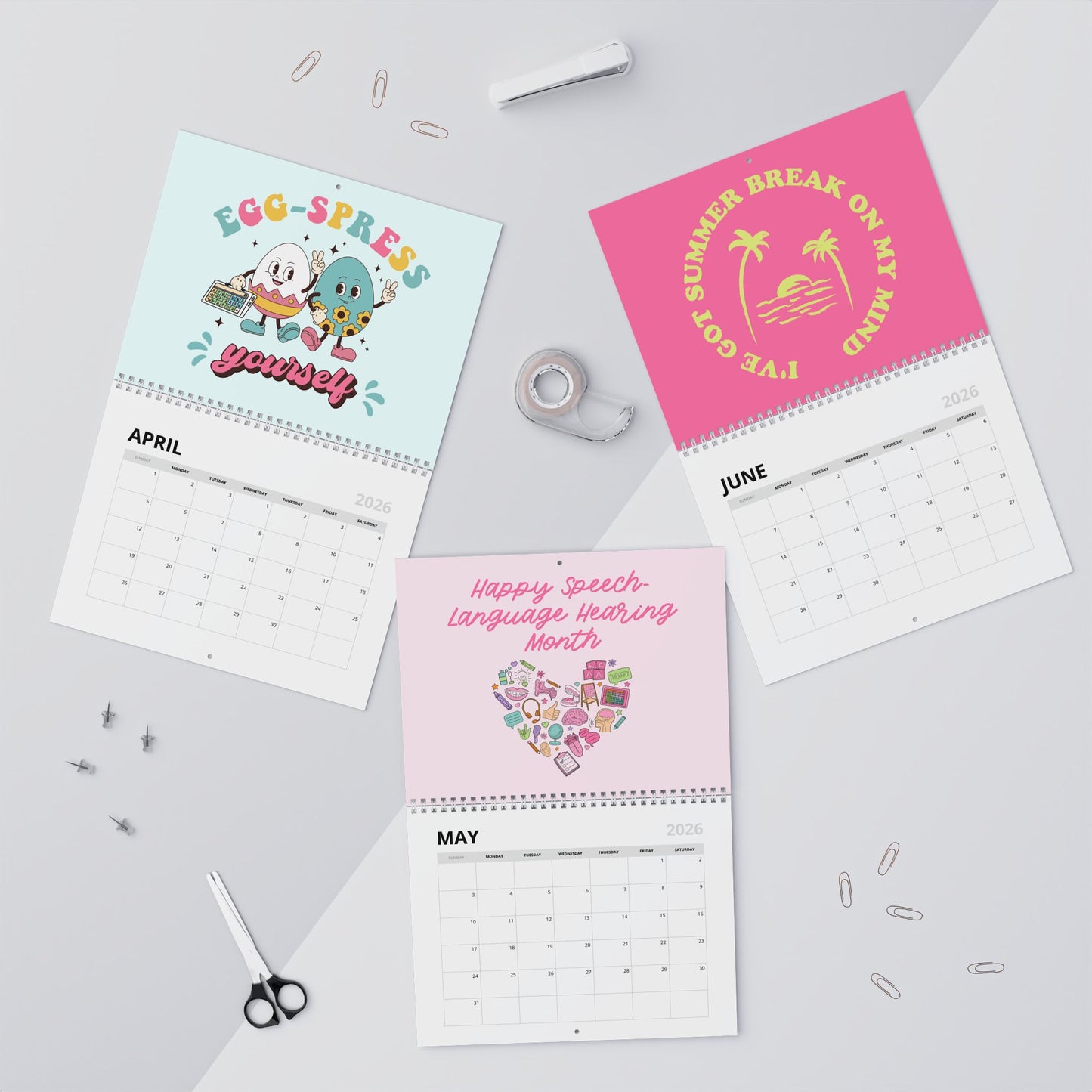 Speech-Language Pathology 2025-2026 School Year Wall Calendar