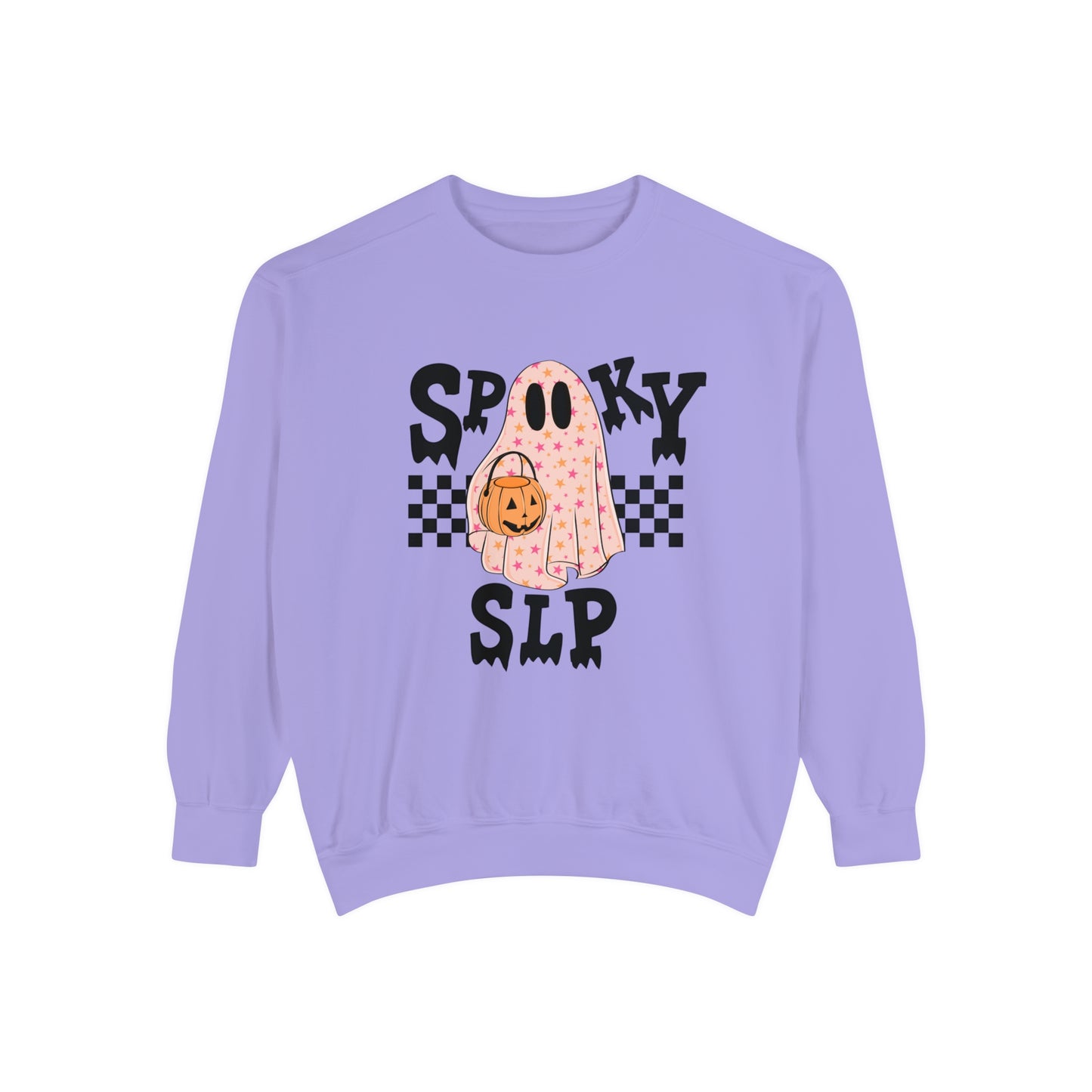 Spooky SLP Checkerboard Comfort Colors Sweatshirt