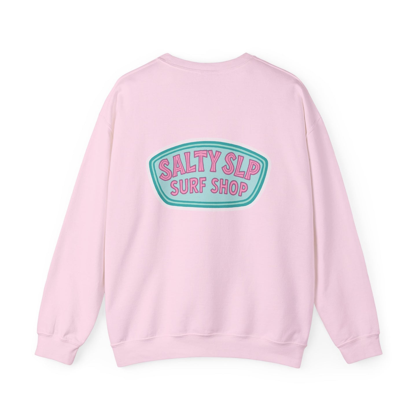 Salty SLP Surf Shop Crewneck Sweatshirt | Front and Back Print