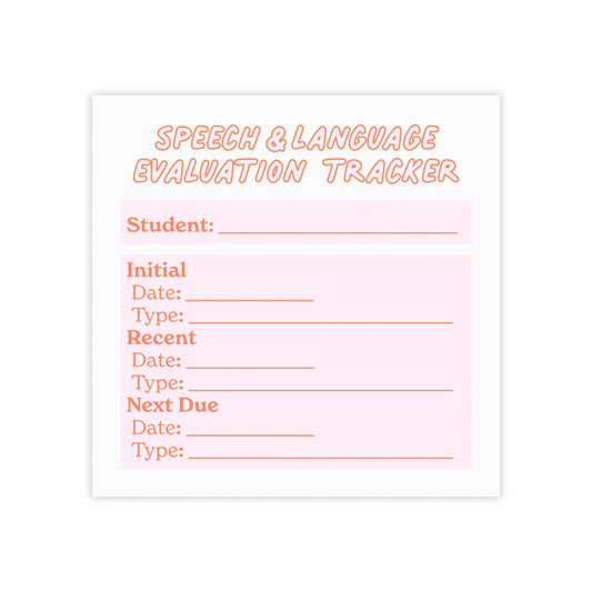Speech/Language Evaluation Tracker Post-it® | Pink & Coral