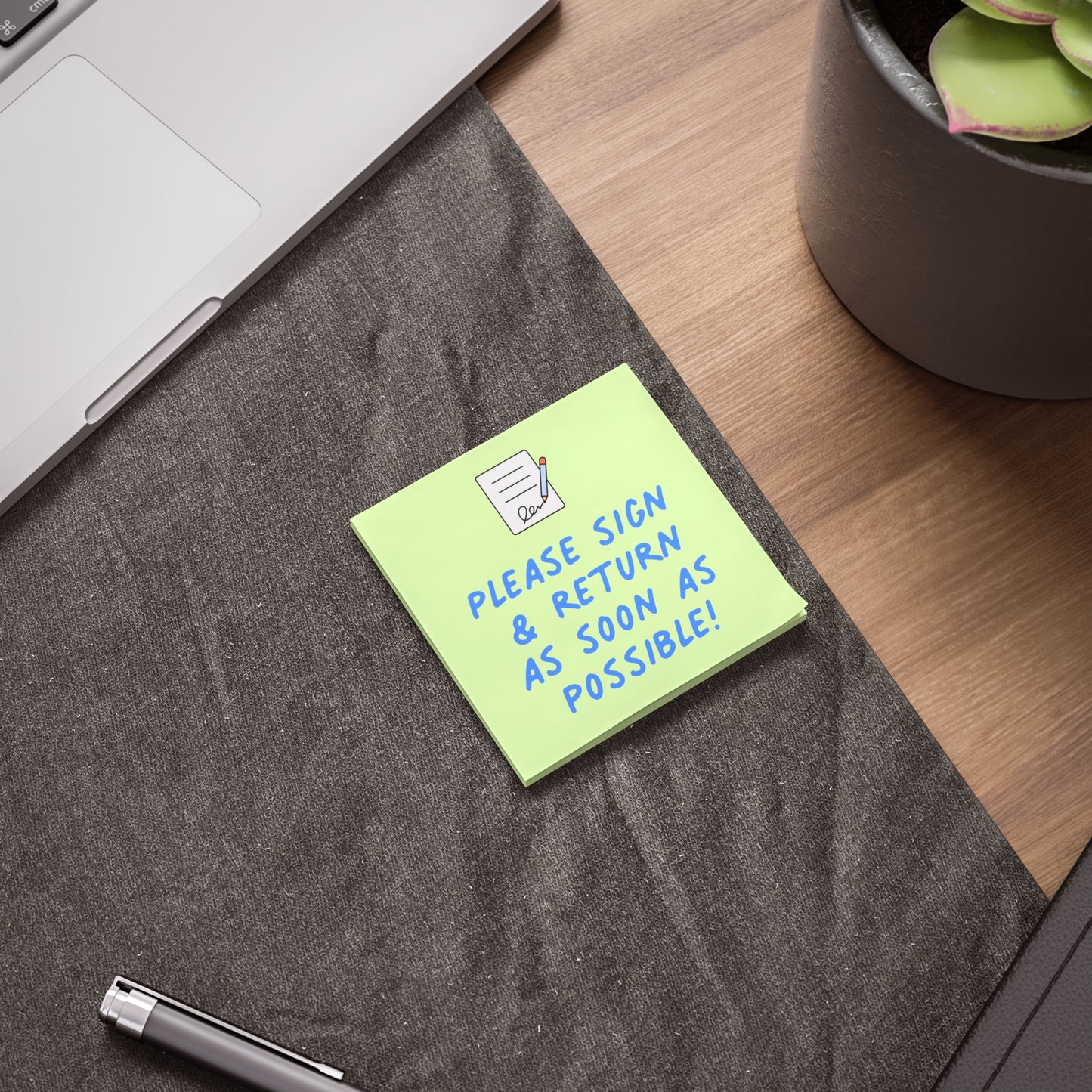 Please Sign & Return Post-it® Note Pad | Green & Blue